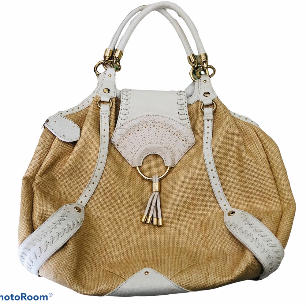 Cole Haan Collection Woven Straw Leather Large Bag